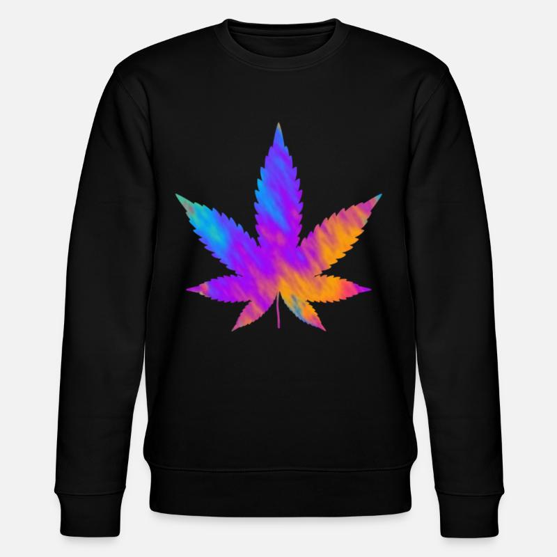 Cannabis Blatt | Hanfblatt Farbverlauf  - Stanley/Stella Unisex Bio-Sweatshirt CHANGER  - Schwarz