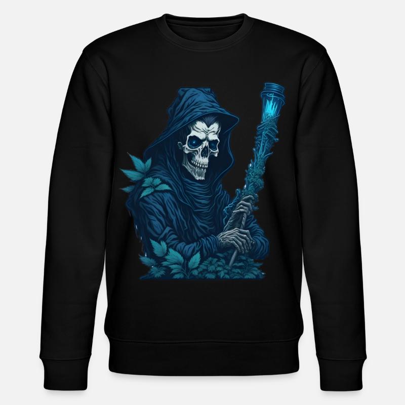 Grim Reaper with Grass Pipe - Stanley/Stella CHANGER Unisex Organic Sweatshirt - black