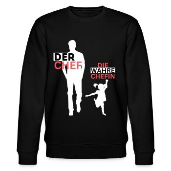 Vater Tochter Partnerlook Vatertag Papa Tochter - Stanley/Stella Unisex Bio-Sweatshirt CHANGER  - Schwarz - Vorne - Nik (191cm) & Marisol (170cm)