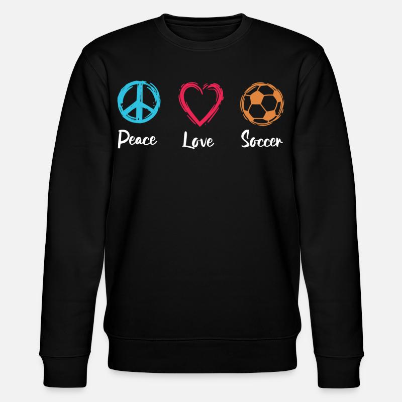Frieden Liebe Fußball - Stanley/Stella Unisex Bio-Sweatshirt CHANGER  - Schwarz
