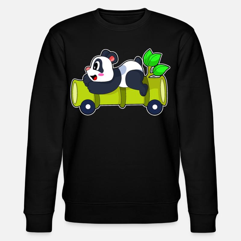 Panda Bambus Auto - Stanley/Stella Unisex Bio-Sweatshirt CHANGER  - Schwarz