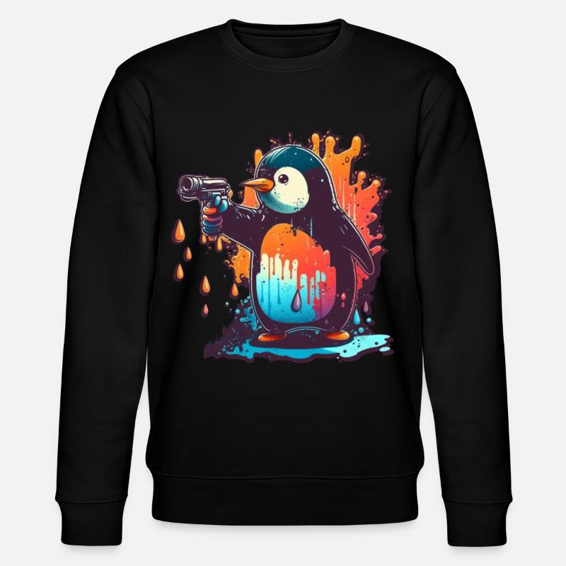 Penguin with pulled kolt - Stanley/Stella CHANGER Unisex Organic Sweatshirt - black