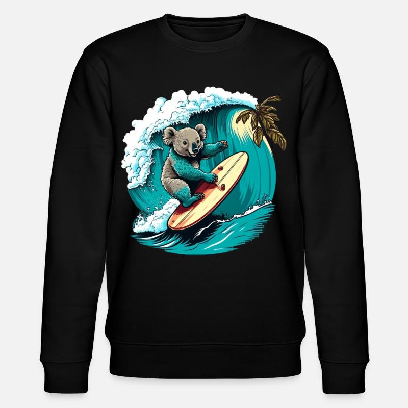 Koala has fun surfing - Stanley/Stella CHANGER Unisex Organic Sweatshirt - black