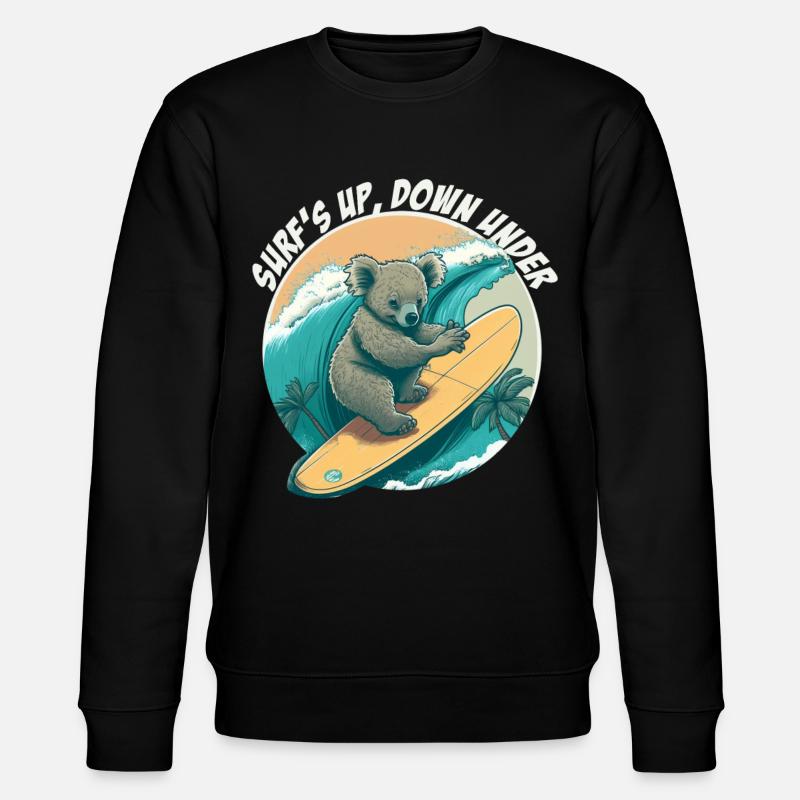 Down under surfing koala bear - Stanley/Stella CHANGER Unisex Organic Sweatshirt - black