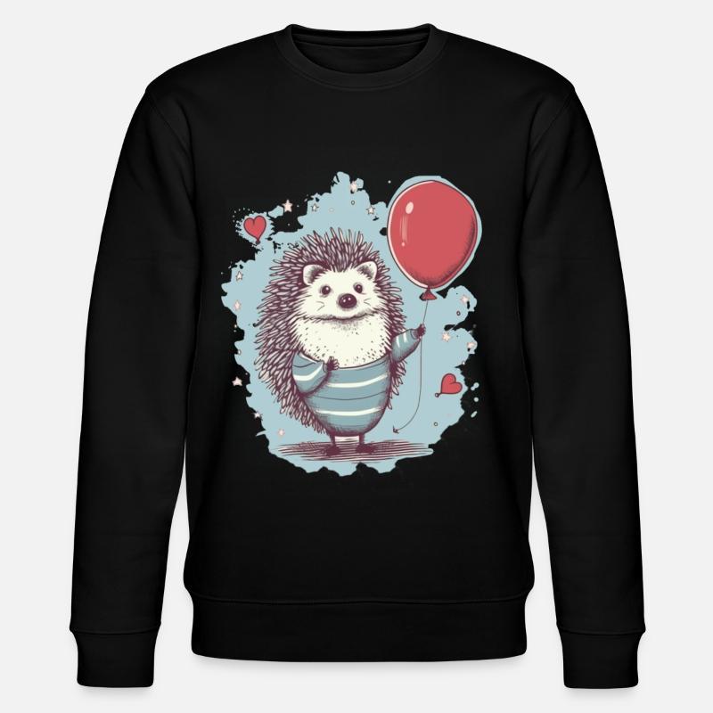 süsser Igel mit Luftballon - Stanley/Stella Unisex Bio-Sweatshirt CHANGER  - Schwarz