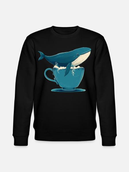 Whale in teacup - Stanley/Stella CHANGER Unisex Organic Sweatshirt - black
