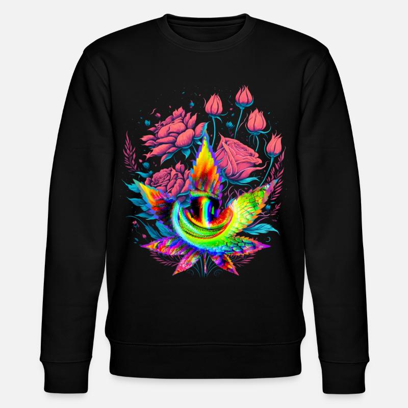 Psychedelic cannabis leaf with dragon eye - Stanley/Stella CHANGER Unisex Organic Sweatshirt - black