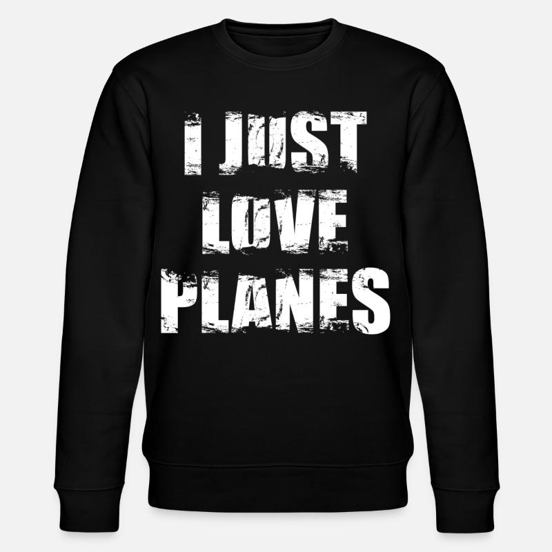 Ich liebe Flugzeuge - Stanley/Stella Unisex Bio-Sweatshirt CHANGER  - Schwarz