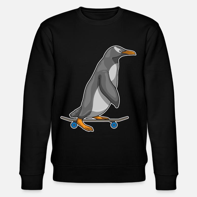 Pinguin Skater Skateboard - Stanley/Stella Unisex Bio-Sweatshirt CHANGER  - Schwarz