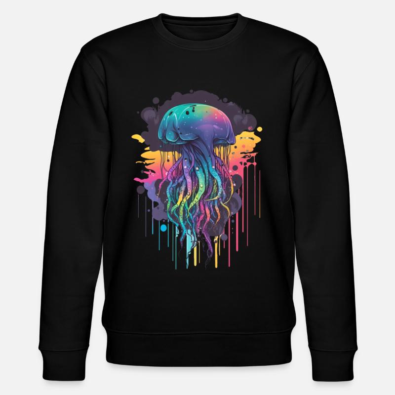 Bunte große Qualle - Stanley/Stella Unisex Bio-Sweatshirt CHANGER  - Schwarz