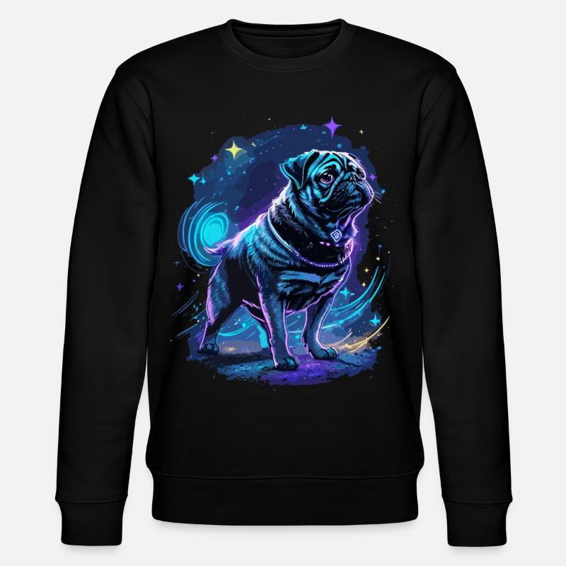 Pug Midnight Magic - Stanley/Stella CHANGER Unisex Organic Sweatshirt - black