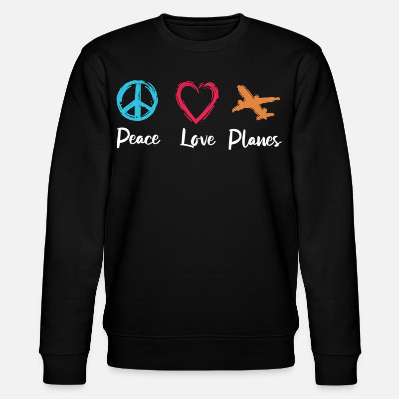 Frieden Liebe Flugzeuge - Stanley/Stella Unisex Bio-Sweatshirt CHANGER  - Schwarz