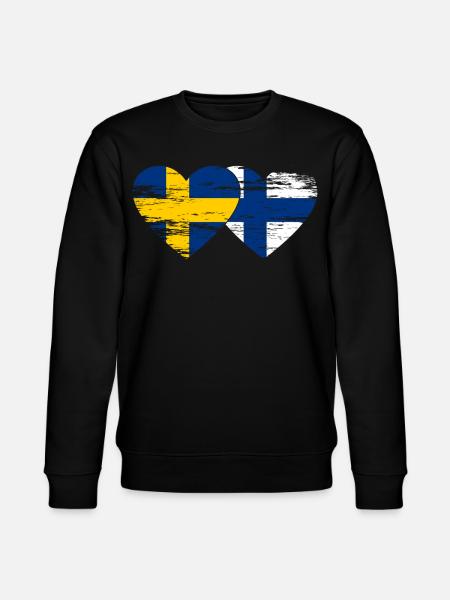 Sweden Finland Flag Heart used - Stanley/Stella CHANGER Unisex Organic Sweatshirt - black