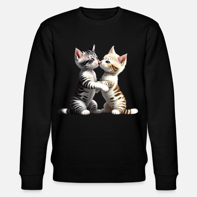 Küssende Katzen - Stanley/Stella Unisex Bio-Sweatshirt CHANGER  - Schwarz
