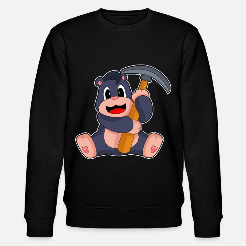 Mole Miner Pickaxe Mining - Stanley/Stella CHANGER Unisex Organic Sweatshirt - black