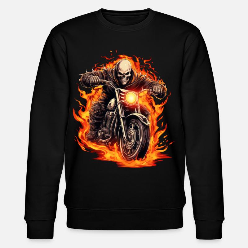 Motorradfahrer im Feuer - Stanley/Stella Unisex Bio-Sweatshirt CHANGER  - Schwarz