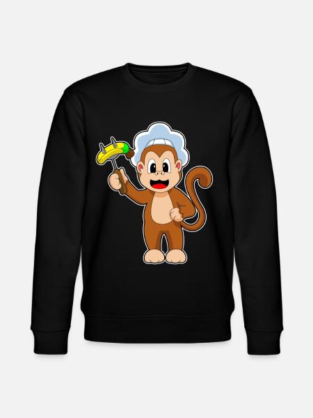 Affe Koch Fleischgabel Kochen - Stanley/Stella Unisex Bio-Sweatshirt CHANGER  - Schwarz