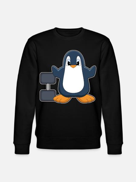 Pinguin Bodybuilder Hantel Bodybuilding - Stanley/Stella Unisex Bio-Sweatshirt CHANGER  - Schwarz