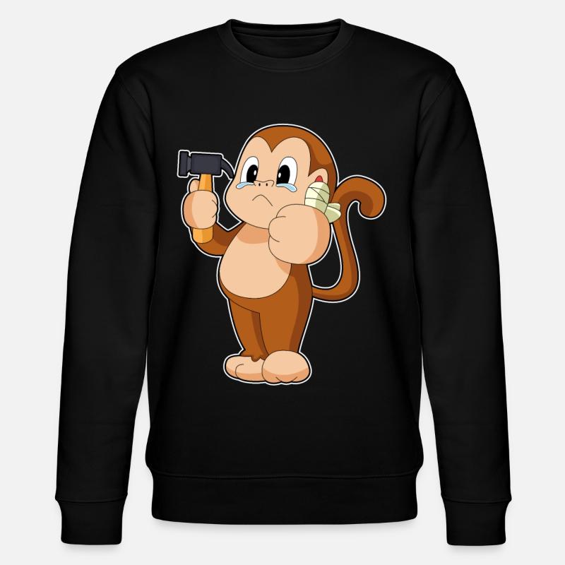 Marteau artisanal singe - Sweat bio CHANGER Stanley/Stella Unisexe - noir