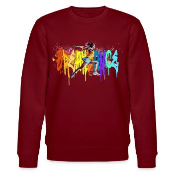 Breakdance Girl Bgirl B-Girl - Stanley/Stella Unisex Bio-Sweatshirt CHANGER  - Burgunderrot - Vorne - Nik (191cm) & Marisol (170cm)