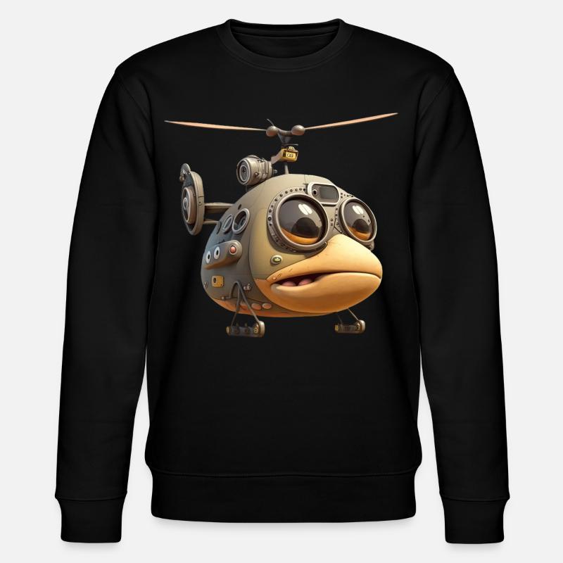 Comic Hubschrauber - Stanley/Stella Unisex Bio-Sweatshirt CHANGER  - Schwarz