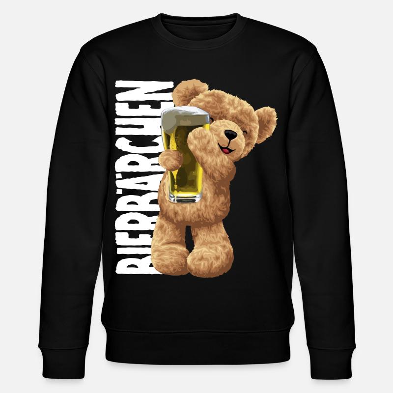 Bierliebendes Plüschbär Motiv Bierfreund - Stanley/Stella Unisex Bio-Sweatshirt CHANGER  - Schwarz