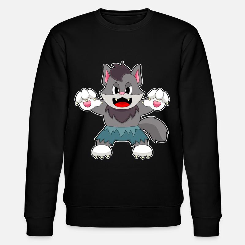 Katze Halloween - Stanley/Stella Unisex Bio-Sweatshirt CHANGER  - Schwarz