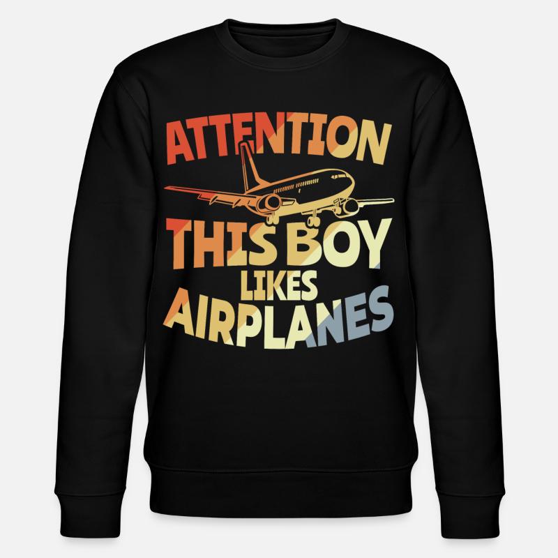 Dieser Junge mag Flugzeuge - Stanley/Stella Unisex Bio-Sweatshirt CHANGER  - Schwarz