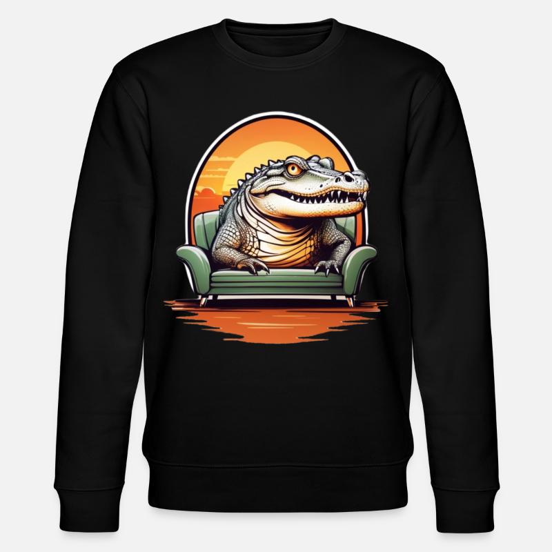 Alligator auf Sofa - Stanley/Stella Unisex Bio-Sweatshirt CHANGER  - Schwarz