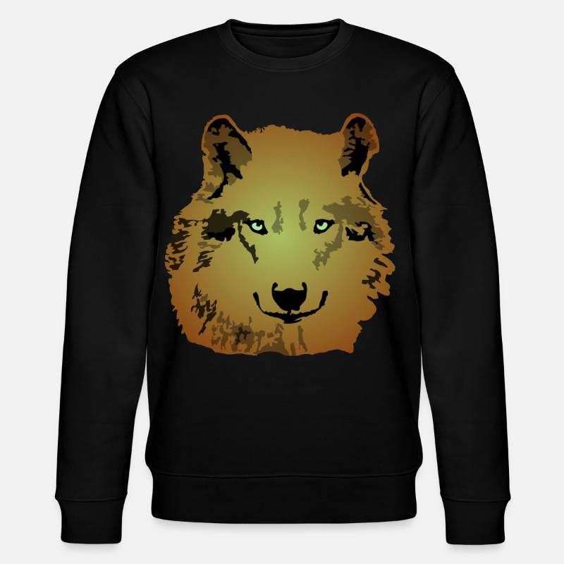 Tierisch Wolf braun grüne Augen - Stanley/Stella Unisex Bio-Sweatshirt CHANGER  - Schwarz