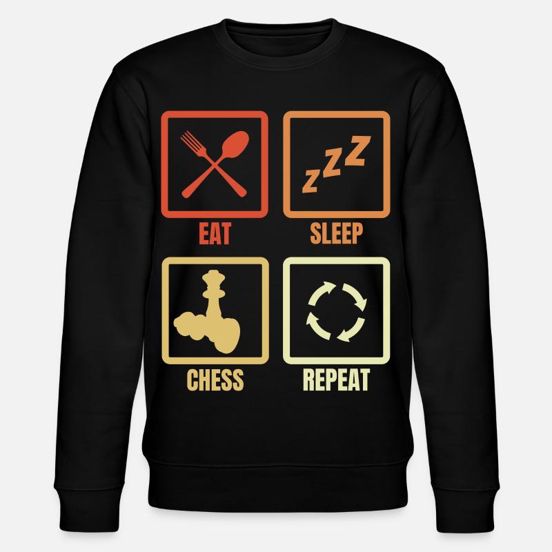 Eat Sleep Chess Repeat - Stanley/Stella CHANGER Unisex Organic Sweatshirt - black