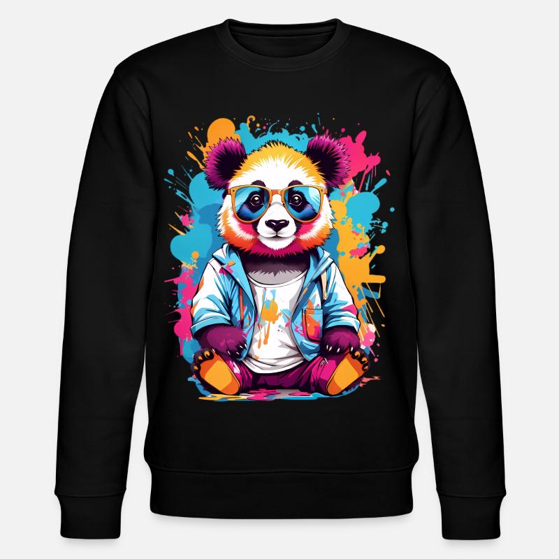 Panda Bär - Stanley/Stella Unisex Bio-Sweatshirt CHANGER  - Schwarz