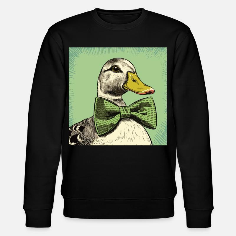 Duck with Bowtie - Stanley/Stella Unisex Bio-Sweatshirt CHANGER  - Schwarz
