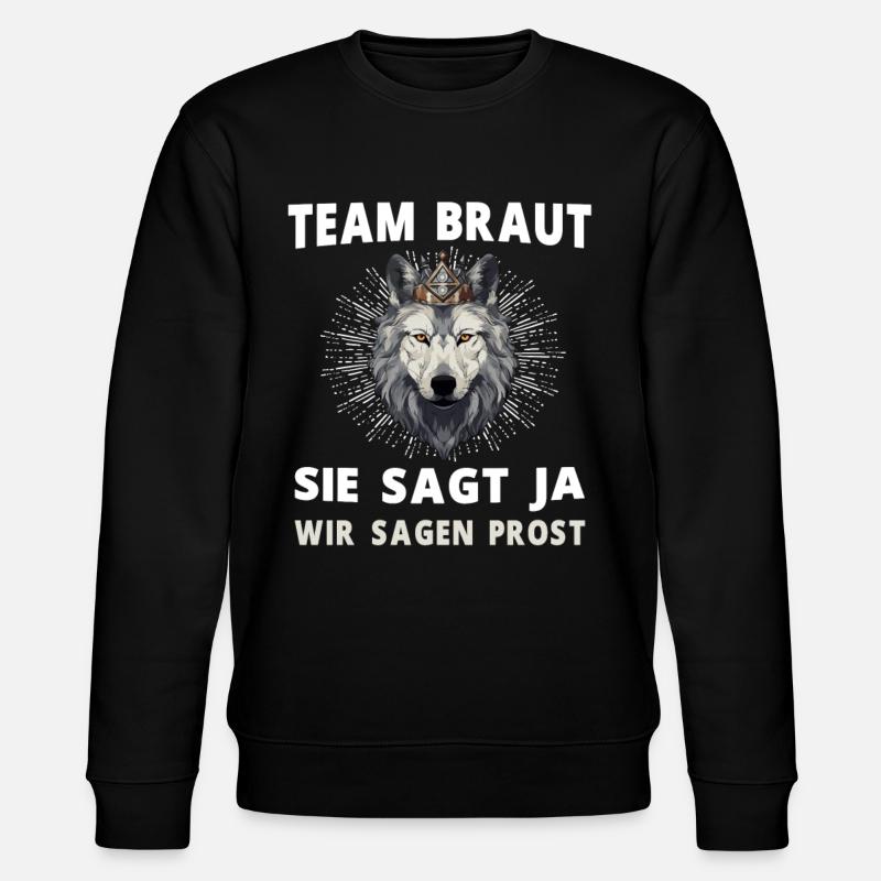 Hochzeit Junggesellenabschied Wolf Braut Bräutigam - Stanley/Stella Unisex Bio-Sweatshirt CHANGER  - Schwarz