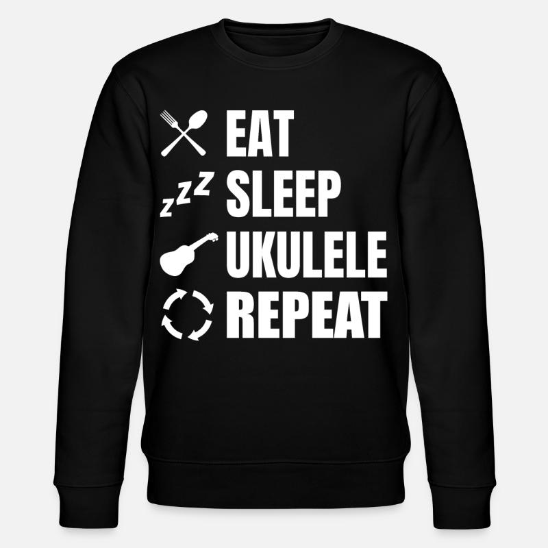 Eat Sleep Ukulele Repeat - Stanley/Stella CHANGER Unisex Organic Sweatshirt - black