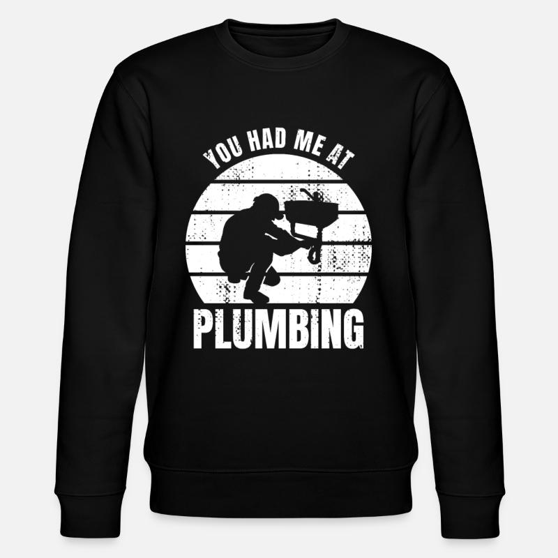 Du hattest mich bei Klempner - Stanley/Stella Unisex Bio-Sweatshirt CHANGER  - Schwarz