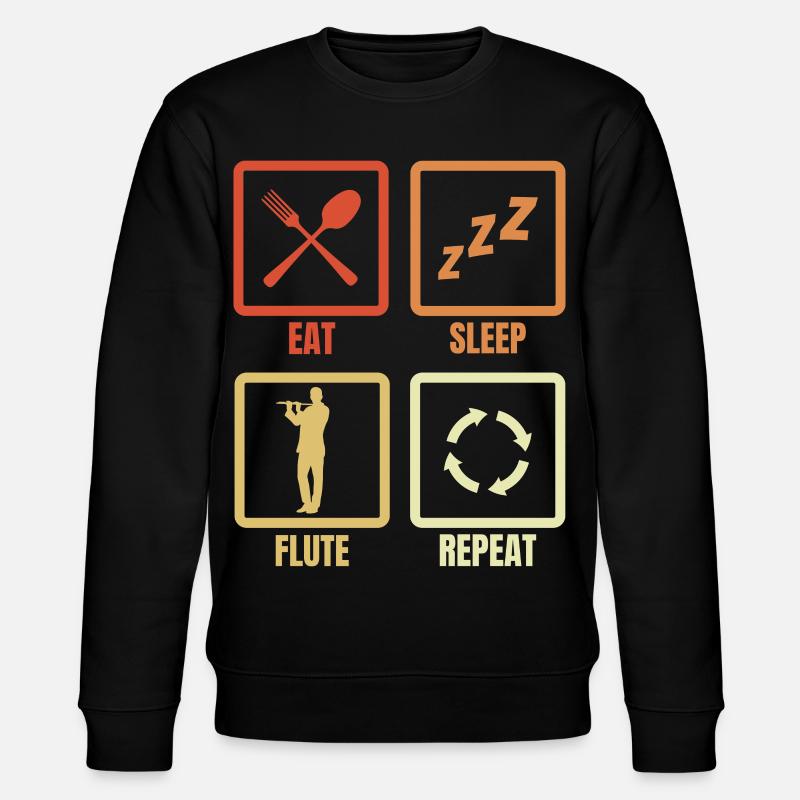 Eat Sleep Flute Repeat - Stanley/Stella Unisex Bio-Sweatshirt CHANGER  - Schwarz