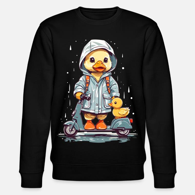 Süße Ente mit Roller - Stanley/Stella Unisex Bio-Sweatshirt CHANGER  - Schwarz
