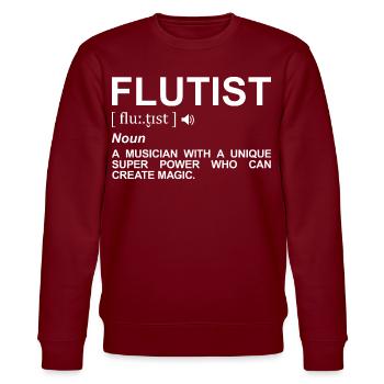Flötist Definition - Stanley/Stella Unisex Bio-Sweatshirt CHANGER  - Burgunderrot - Vorne - Nik (191cm) & Marisol (170cm)
