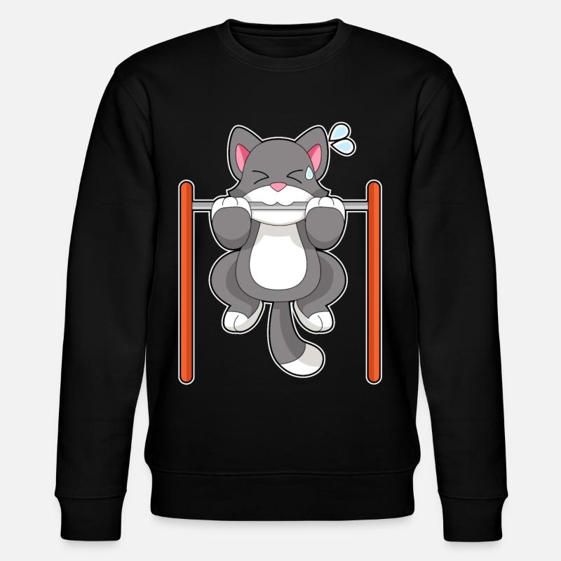 Cat Bodybuilder Pull-ups Bodybuilding - Stanley/Stella CHANGER Unisex Organic Sweatshirt - black