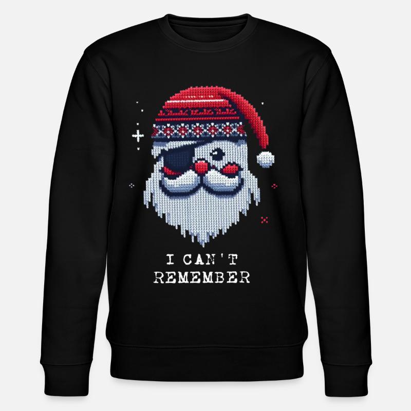 Weihnachtsmann mit Augenklappe Strickmuster - Stanley/Stella Unisex Bio-Sweatshirt CHANGER - Schwarz