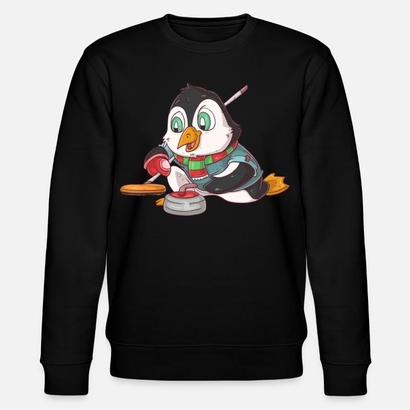 Curling Pinguin - Stanley/Stella Unisex Bio-Sweatshirt CHANGER  - Schwarz