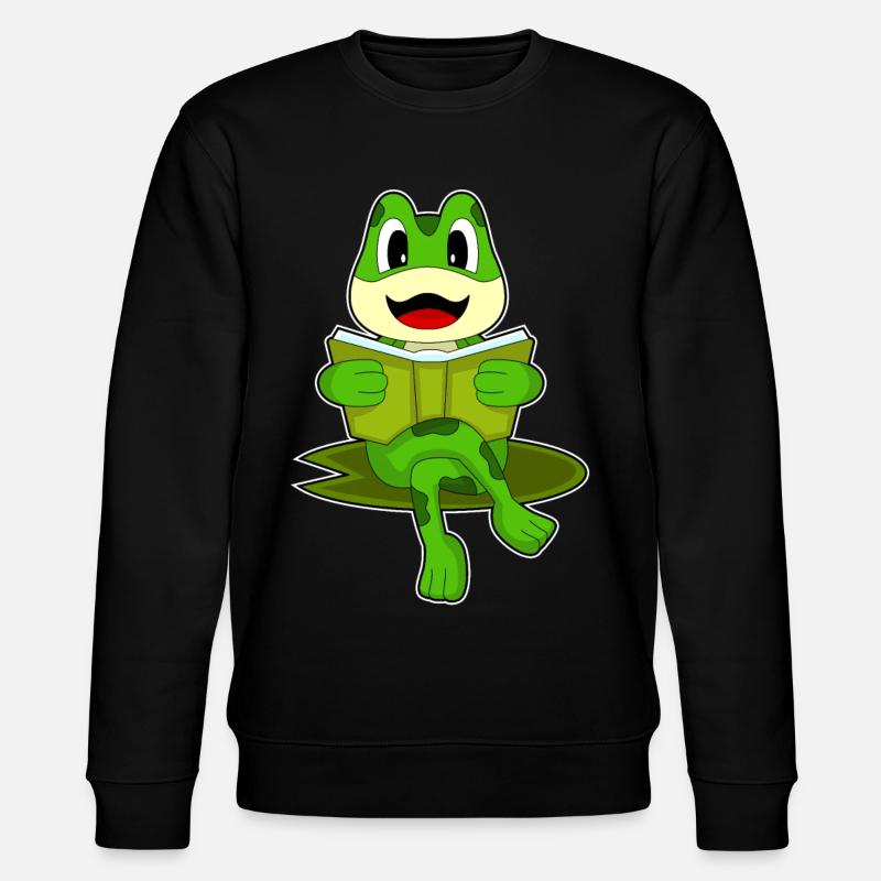 Frosch Nerd Buch - Stanley/Stella Unisex Bio-Sweatshirt CHANGER  - Schwarz
