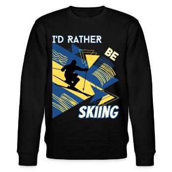 I'd Rather Ski - Ski Wintersportler Skifahrer - Stanley/Stella Unisex Bio-Sweatshirt CHANGER  - Schwarz - Vorne - Nik (191cm) & Marisol (170cm)