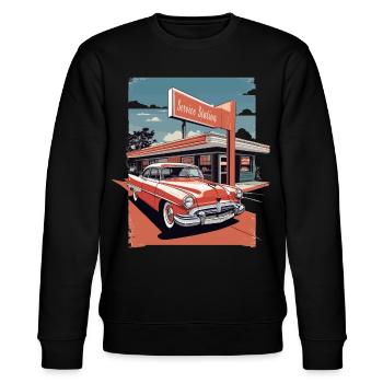 Classic Cars 1950 - Stanley/Stella Unisex Bio-Sweatshirt CHANGER  - Schwarz - Vorne - Nik (191cm) & Marisol (170cm)