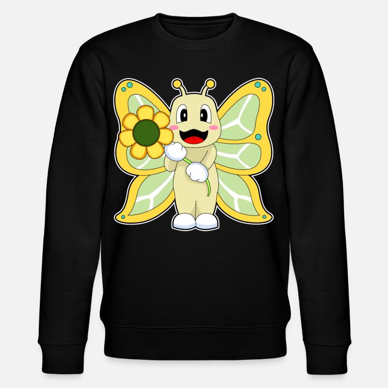Schmetterling Blume - Stanley/Stella Unisex Bio-Sweatshirt CHANGER  - Schwarz