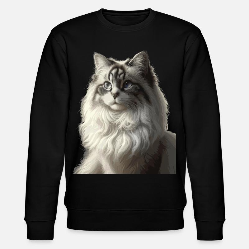 Fluffiges Katzengesicht Porträt - Stanley/Stella Unisex Bio-Sweatshirt CHANGER  - Schwarz