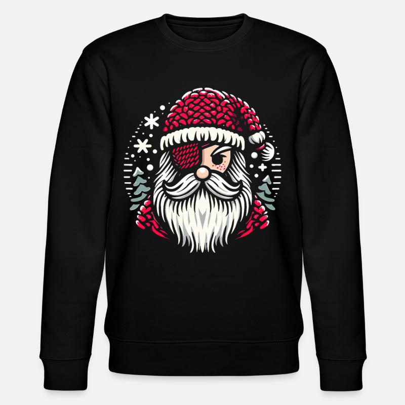 Weihnachtsmann Strickmuster mit Augenklappe - Stanley/Stella Unisex Bio-Sweatshirt CHANGER  - Schwarz