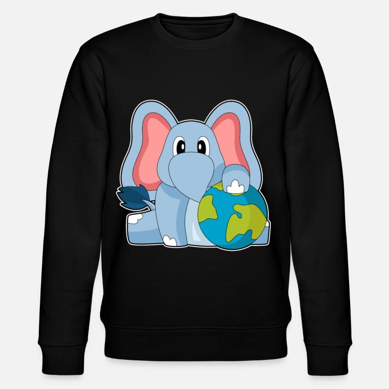 Elefant Erdkugel - Stanley/Stella Unisex Bio-Sweatshirt CHANGER - Schwarz