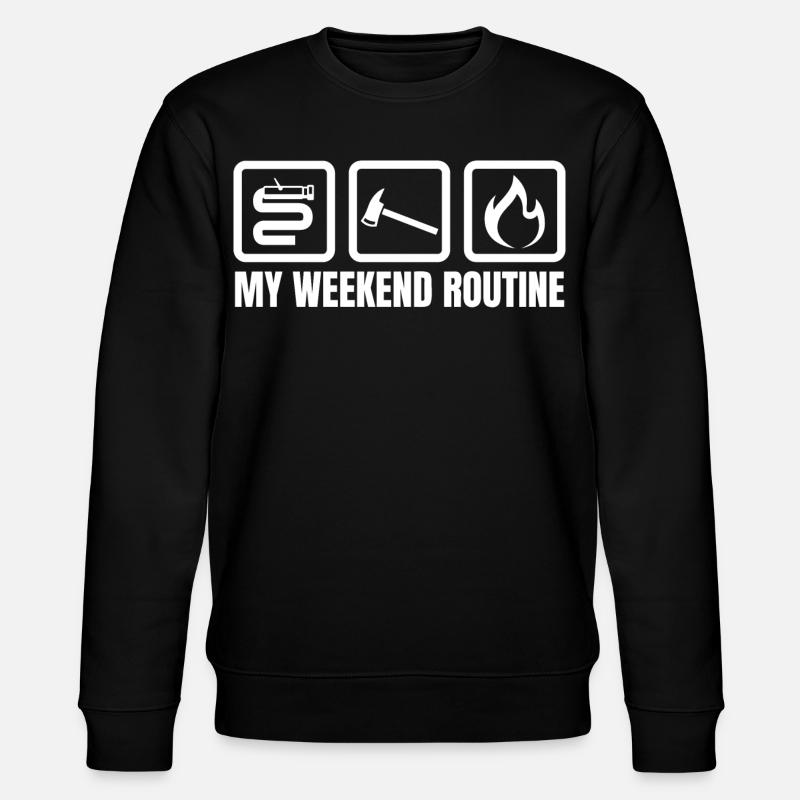 Wochenendroutine Feuerwehr - Stanley/Stella Unisex Bio-Sweatshirt CHANGER  - Schwarz